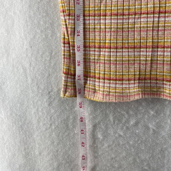 Forever 21 Dress Women's Sz M Yellow Red Striped Ribbed Knit Sleeveless Bodycon - Picture 4 of 10
